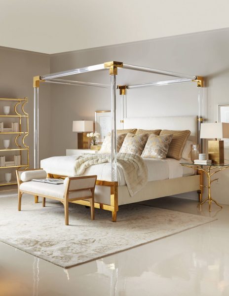 gold canopy bed, acrylic canopy bed