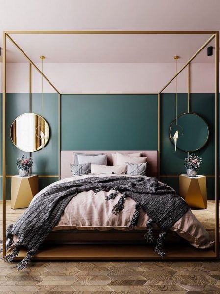 canopy bed, modern canopy bed, gold canopy bed
