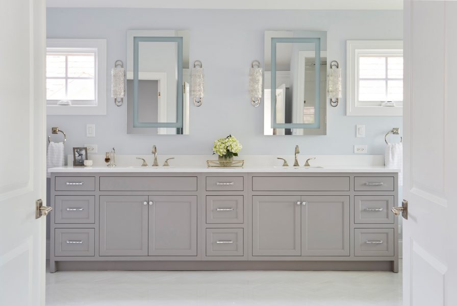 bathroom-vanity-gray-shaker cabinet doors
