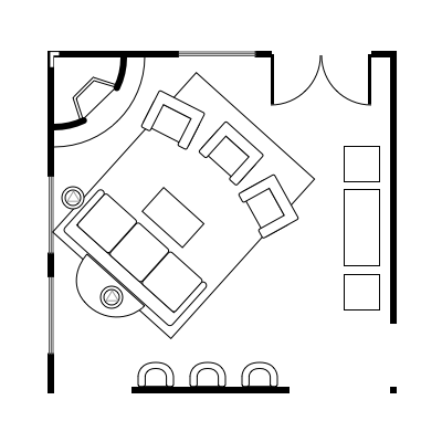 2.2 layout idea for square living room