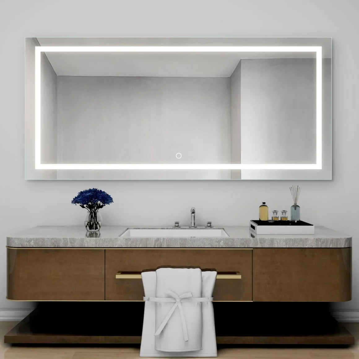 white lotus LED bathroom mirror full length