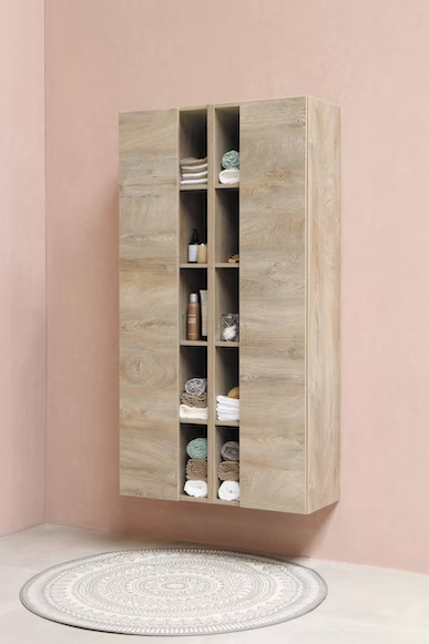 sustainable wood towel cabinet for bathroom storage 