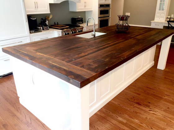 reclaimed wood kitchen countertop
